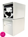 Pack de 2 boites aux lettres 1 porte - "Vachement belle" - "Blanc ivoire"